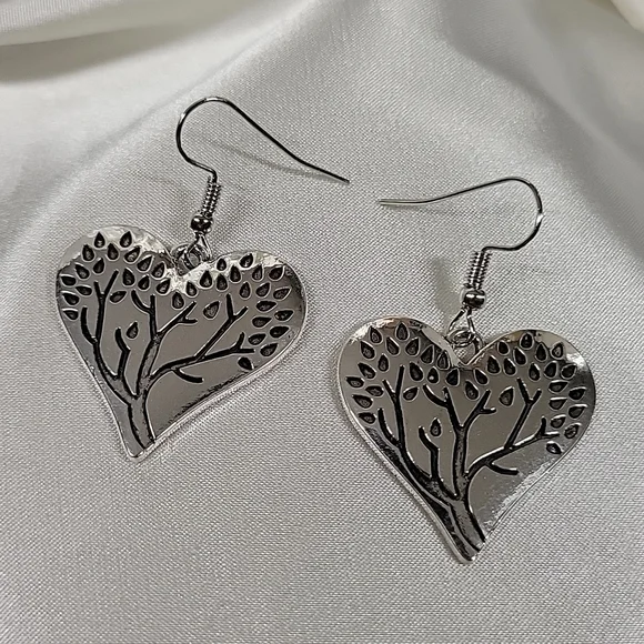 Nature's Beauty Heart and Tree Drop Earrings - Picture 6 of 6